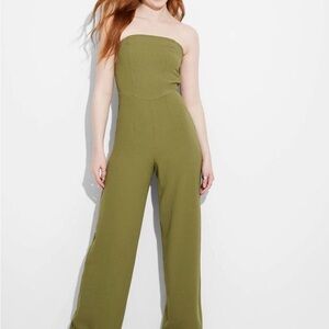 Olive Green Strapless Jumpsuit XXS with removable straps nwt